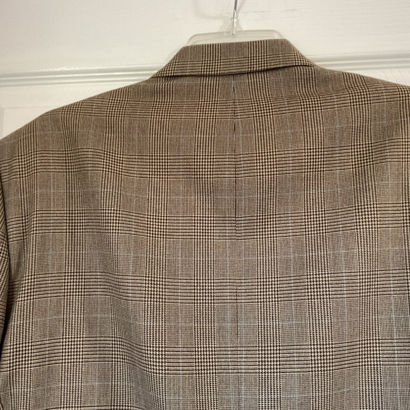 Lauren Ralph Lauren Tan Plaid Blazer with Subtle Blue Stripe, 44 R - Picture 7 of 7